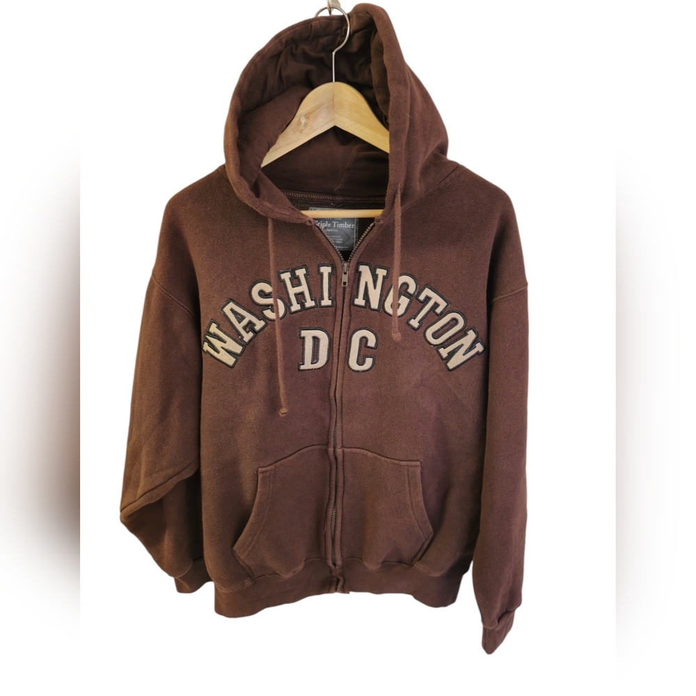 Triple Timber Washington D.C. Brown Hooded Sweatshirt  Size Large